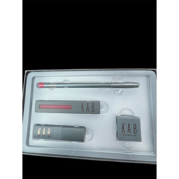 KAB Cosmetics Red Velvet Lip Makeup Set - Lip Liner, Lipstick, Gloss, Sh… - Picture 8 of 16